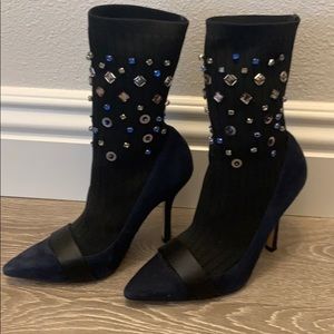 Jeweled heels in navy & black